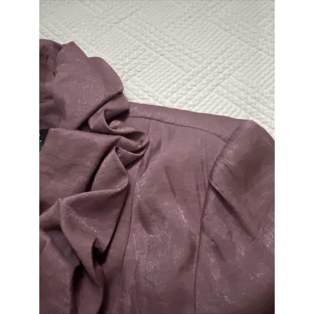 Adrianna Papell Evening Essentials Women's Jacket Sz 16 Ruffle Shiny Purple 80s - Picture 5 of 8